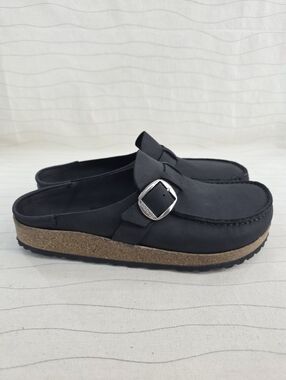 Birkenstock Womens Buckley Clog Black Oiled Leather Slip On Clog Shoes Sz 11L/9M